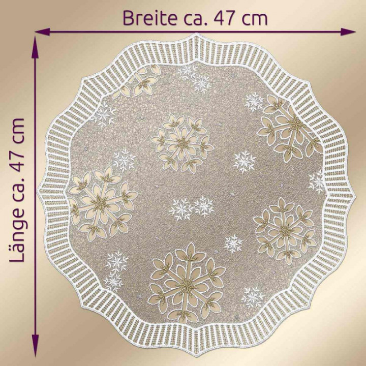 Tischdecke Leise rieselt der Schnee Plauener Spitze Deckchen Schneeflocken