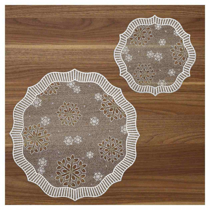 Tischdecke Leise rieselt der Schnee Plauener Spitze Deckchen Schneeflocken