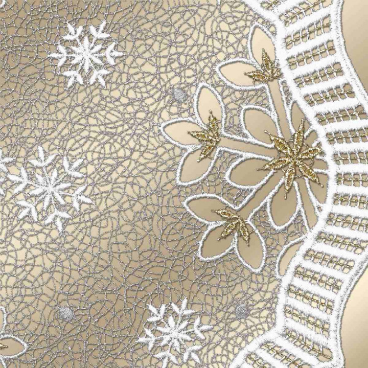 Tischdecke Leise rieselt der Schnee Plauener Spitze Deckchen Schneeflocken