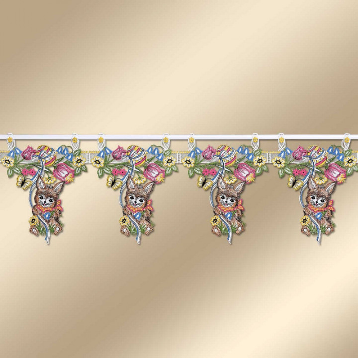 Osterwiese Scheibengardine - Vogtländische Spitze - Hase - 23 cm