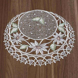 Tischdecke Margeritentraum Plauener Spitze Deckchen grün-beige