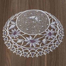 Tischdecke Margeritentraum Plauener Spitze Deckchen grau-lila