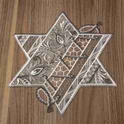 Tischdecke Sternentraum Plauener Spitze Weihnachts-Deckchen grau