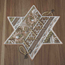 Tischdecke Sternentraum Plauener Spitze Weihnachts-Deckchen beige