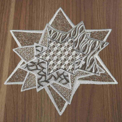 Tischdecke Sternenzauber Plauener Spitze Weihnachts-Deckchen grau