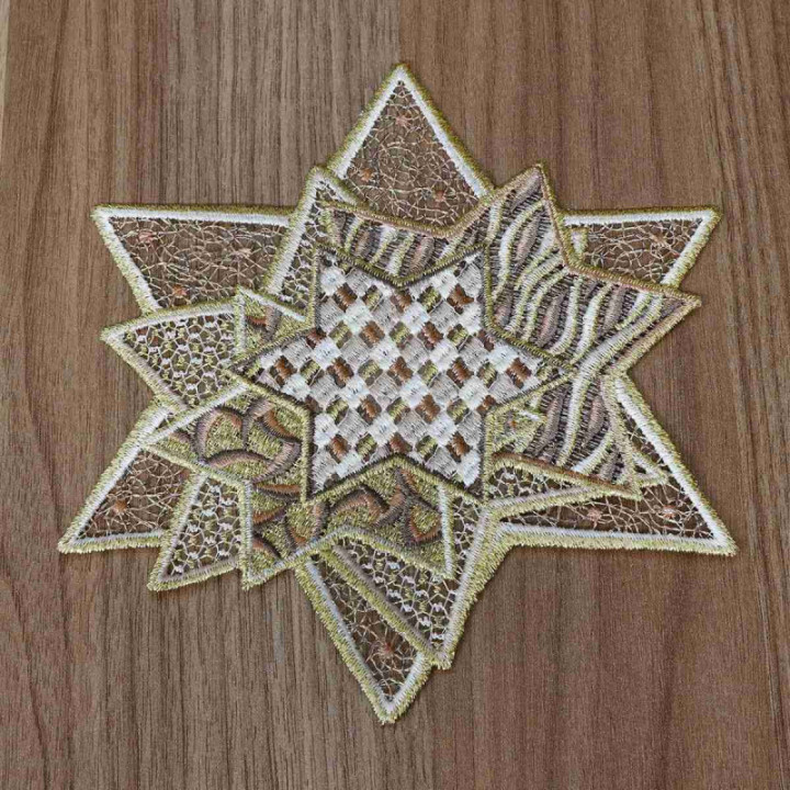 Tischdecke Sternenzauber Plauener Spitze Weihnachts-Deckchen beige