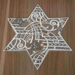 Tischdecke Sternenschweif Plauener Spitze Weihnachts-Deckchen grau