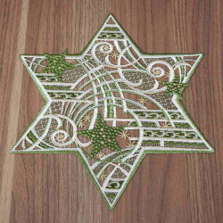 Tischdecke Sternenschweif Plauener Spitze Weihnachts-Deckchen grün