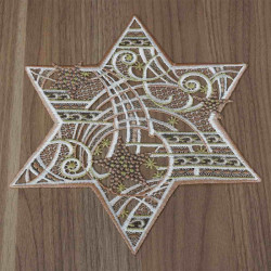 Tischdecke Sternenschweif Plauener Spitze Weihnachts-Deckchen beige