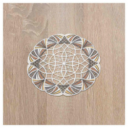 Deckchen Joline aus Echter Plauener Spitze moderne Tischdecke beige-braun