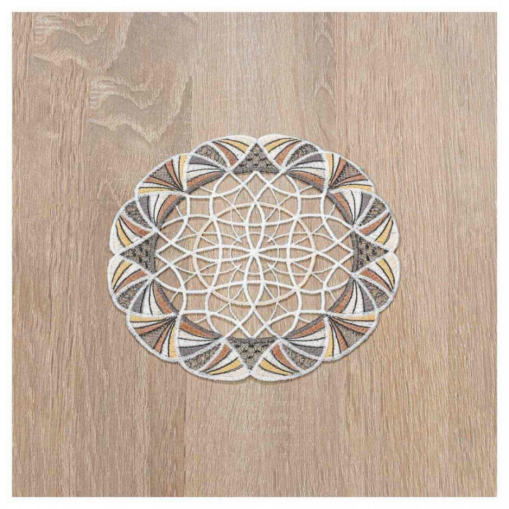 Deckchen Joline aus Echter Plauener Spitze moderne Tischdecke beige-braun