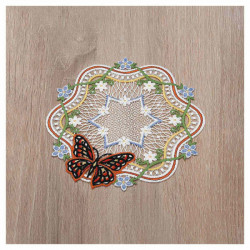 Deckchen Fiona Plauener Spitze Tischdecke mit kleinen Blüten und Schmetterlingen