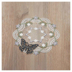 Deckchen Fiona Plauener Spitze Tischdecke mit kleinen Blüten und Schmetterlingen