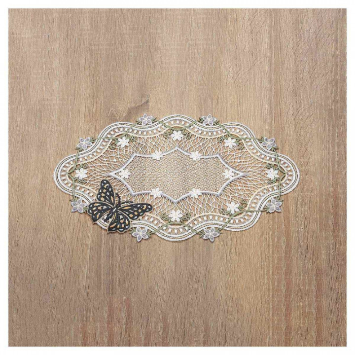 Deckchen Fiona Plauener Spitze Tischdecke Blüten und Schmetterlinge