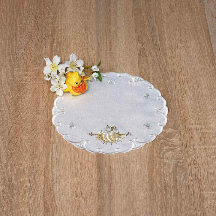 Bestickte Deckchen Osterüberraschung Echte Plauener Spitze Tischdecke