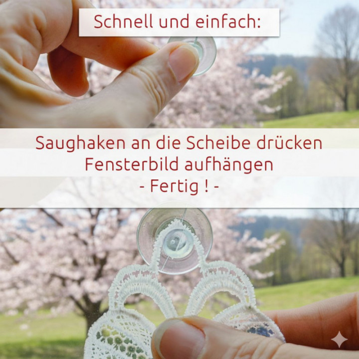 Fensterbilder 2er Set Ostereier Krokus & Narzisse - vogtländische Spitze 21x13 cm