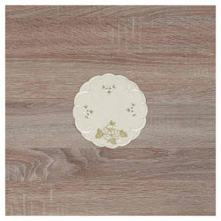 Deckchen Röslein Plauener Spitze Tischdecke in natur mit Rosen in beige