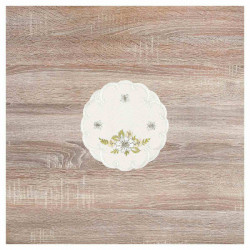 Deckchen kleine Margeriten Plauener Spitze Tischdecke in natur mit Blumen in gelb