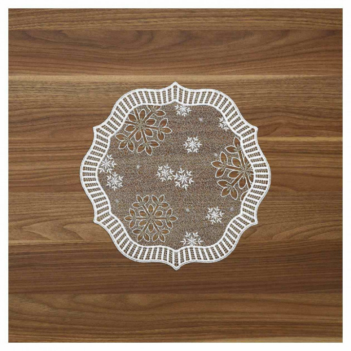 Tischdecke Leise rieselt der Schnee Plauener Spitze Deckchen Schneeflocken