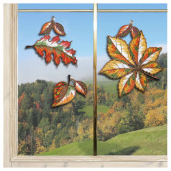 Fensterbilder Herbstlaub Plauener Spitze 3er Set
