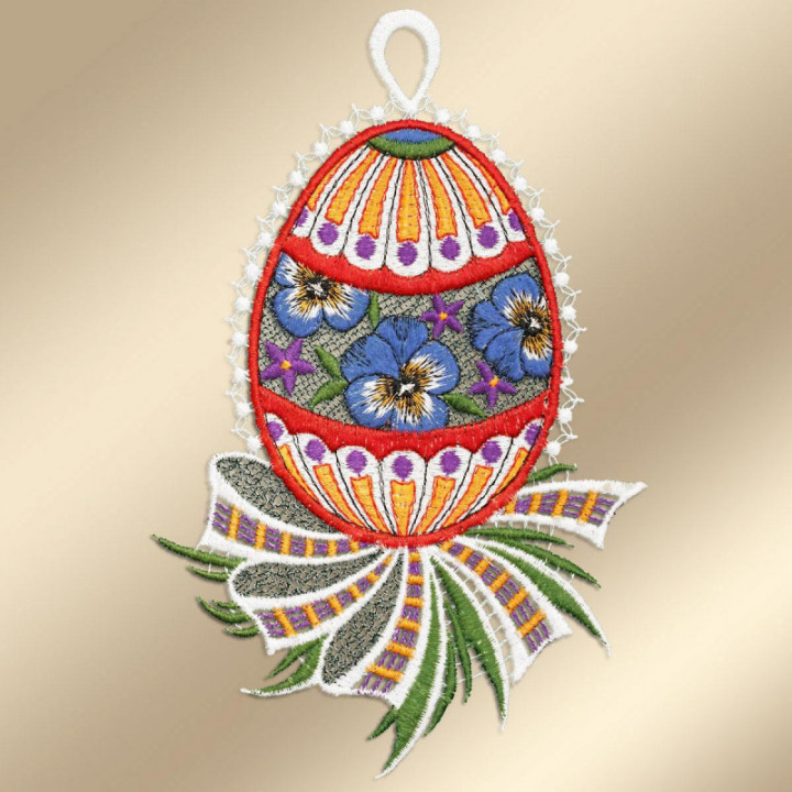 Fensterbilder-Set Ostereier Tulpe & Veilchen - vogtländische Spitze 21x13 cm