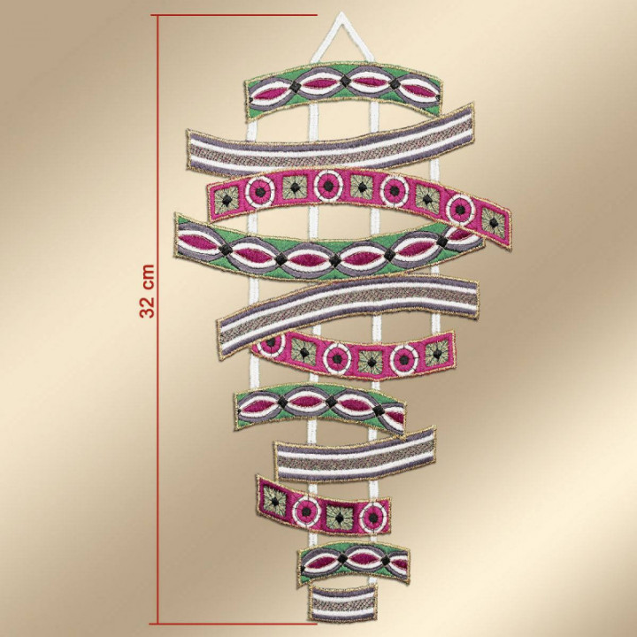 Fensterbild Tamaya Plauener Spitze pink-grün