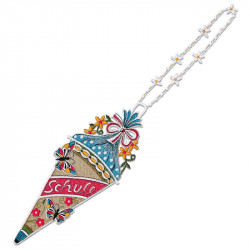 Geschenk-Anhänger Zuckertüte mit Schmetterlingen Plauener Spitze Einschulung