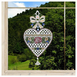 Fensterbild Herz Annemarie Plauener Spitze in bunt