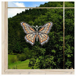 Fensterbild Schmetterling Fiona in orange aus Echter Plauener Spitze