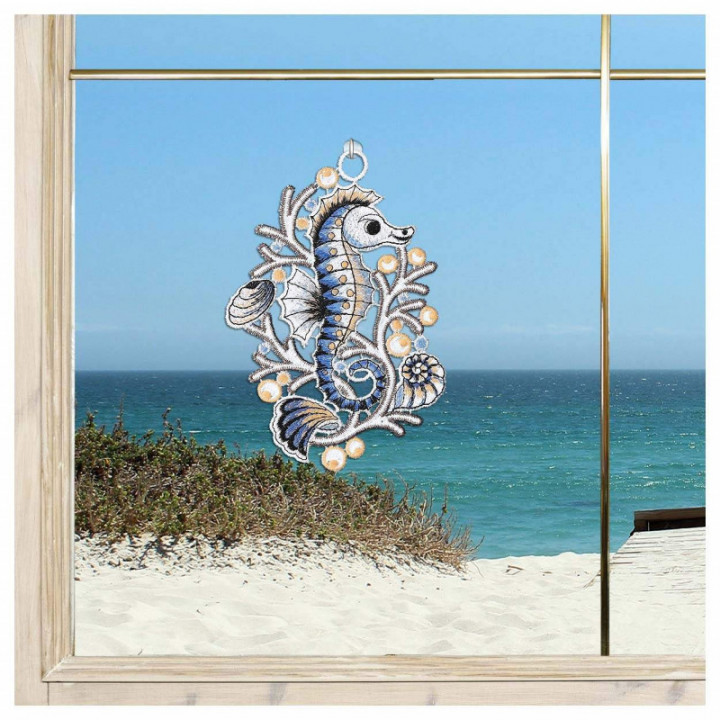 Fensterbilder Seepferdchen und Seestern Vogtländische Spitze maritim