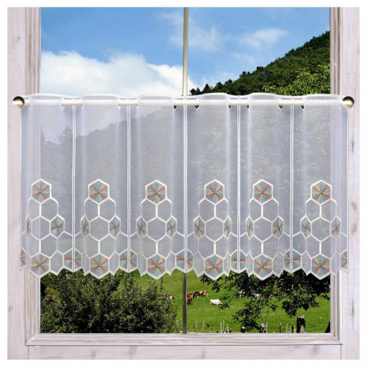 Scheibengardine Korana Regenbogen aus Plauener Spitze