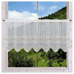 Scheibengardine Nevena gelb aus Plauener Spitze