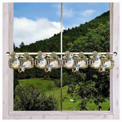 Scheibengardine Kleine Gänse Plauener Spitze Feenhaus-Küchengardine Landhaus-Stil gestickte Bistrogardine