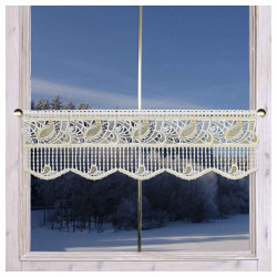 Feenhausspitze Scheibengardine Rajana Plauener Spitze weiß-gold 28 cm hoch