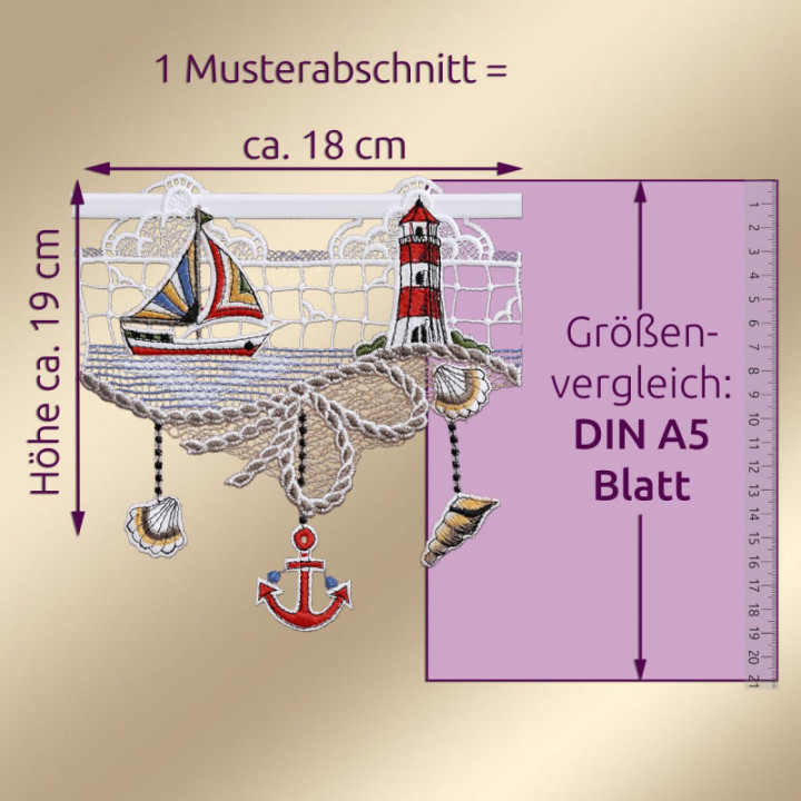 Feenhausgardine Meeresbrise - Maritime vogtländische Spitze