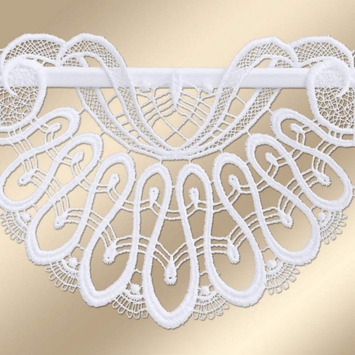 Klassische Feenhaus-Spitzengardine Elisa weiß 15 cm hoch Plauener Spitze