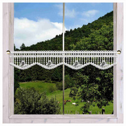 Feenhausspitze Mini-Panneaux Rajana Plauener Spitze weiß-taupe 13 cm hoch