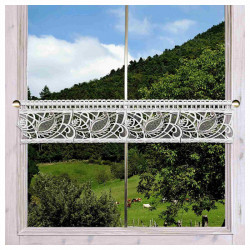 Feenhausspitze Mini-Panneaux Rajana Plauener Spitze weiß-taupe 15 cm hoch