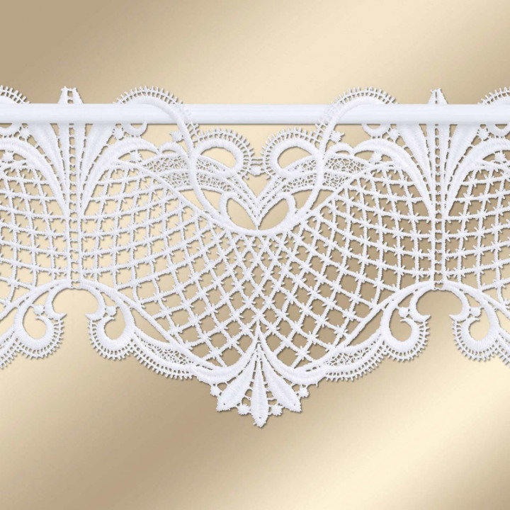 Klassische Feenhaus-Spitzengardine Alina Plauener Spitze weiß 17cm hoch