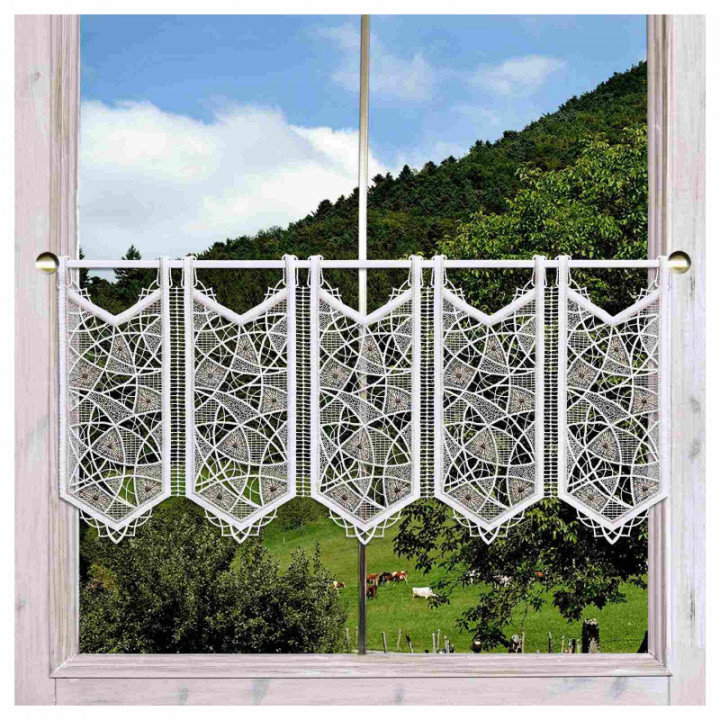 Spitzengardine Adina in beige moderne Plauener Spitze 37 cm hoch