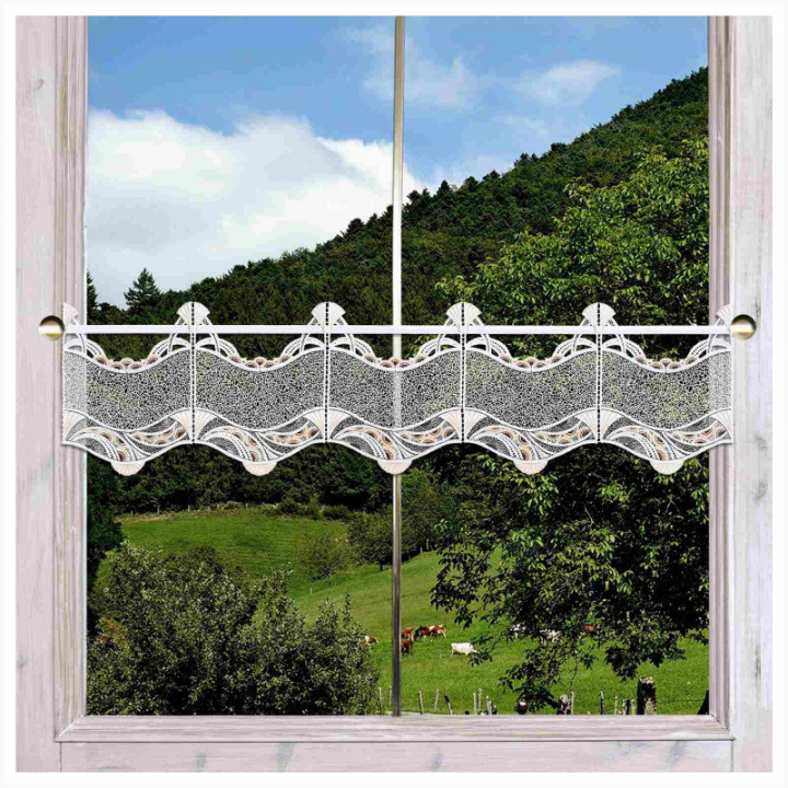 Spitzengardine Julica in beige moderne Plauener Spitze