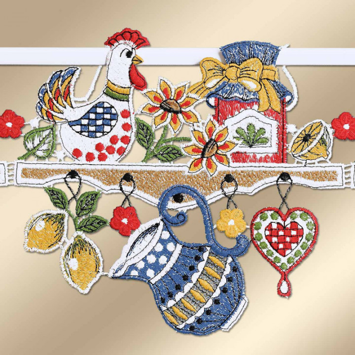 Feenhaus-Spitzengardine Küchenregal Plauener Spitze 16 cm hoch