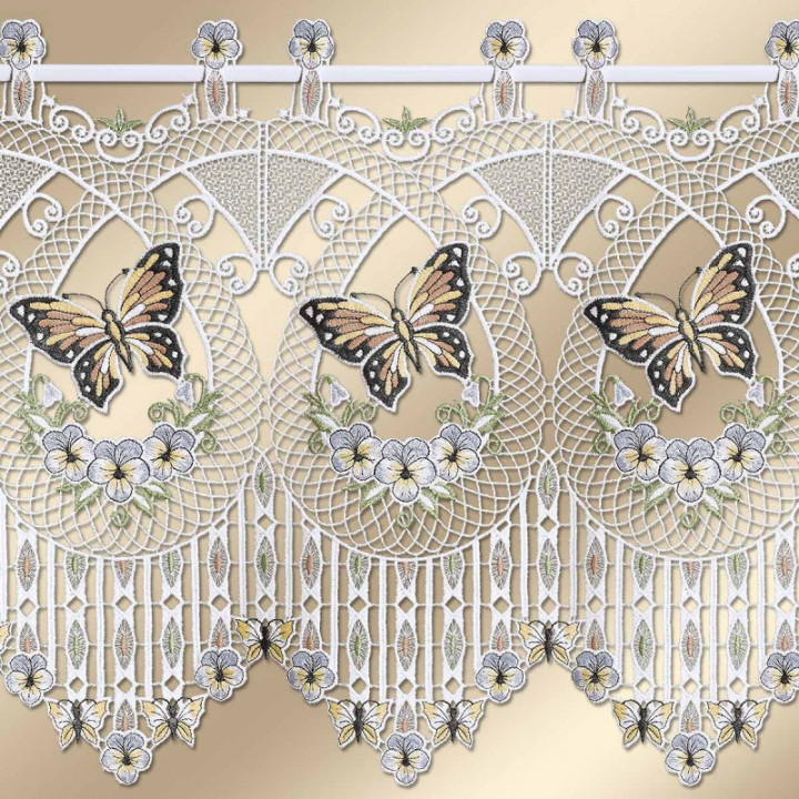 Scheibengardine Schmetterling Sabina – Vogtländische Spitze beige