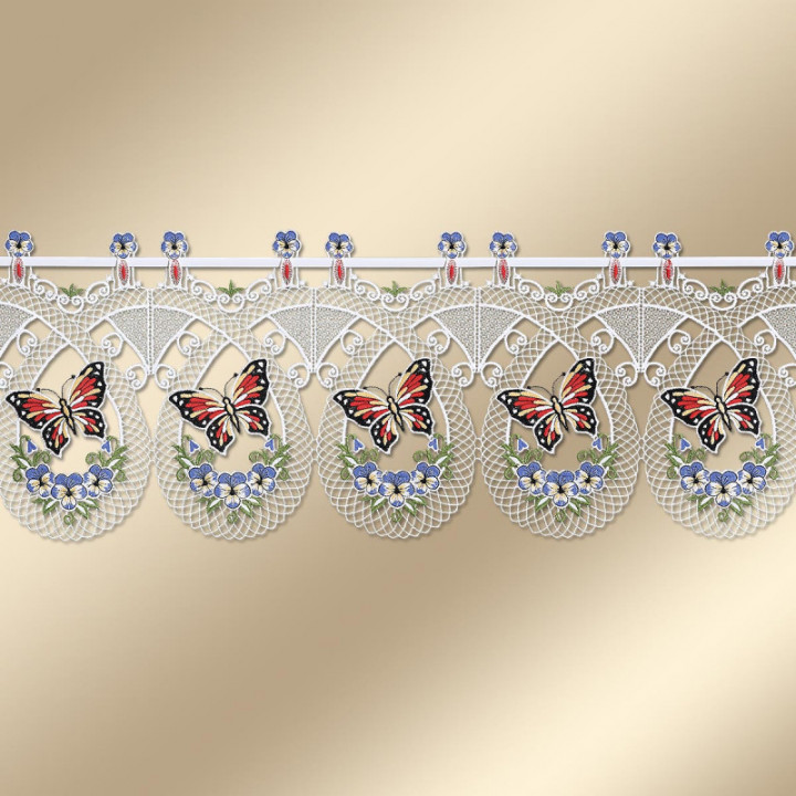 Schmetterling-Gardine Sabina rot-blau - vogtländische Spitze