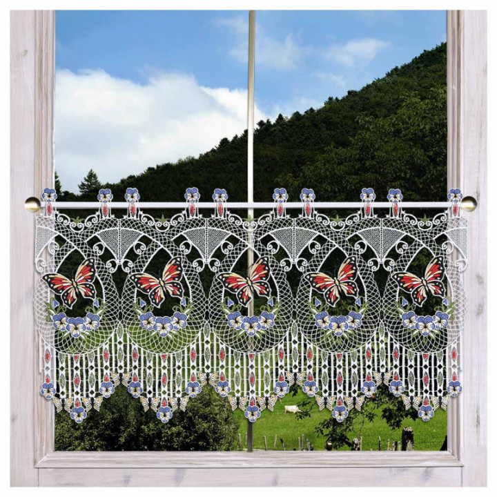 Schmetterling-Gardine Sabina rot-blau - vogtländische Spitze