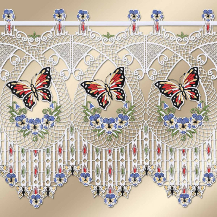 Schmetterling-Gardine Sabina rot-blau - vogtländische Spitze