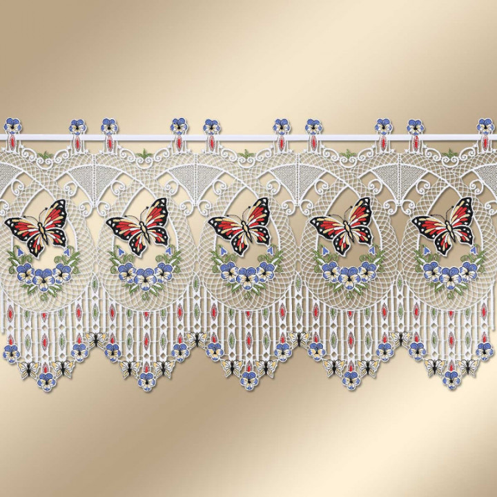 Schmetterling-Gardine Sabina rot-blau - vogtländische Spitze