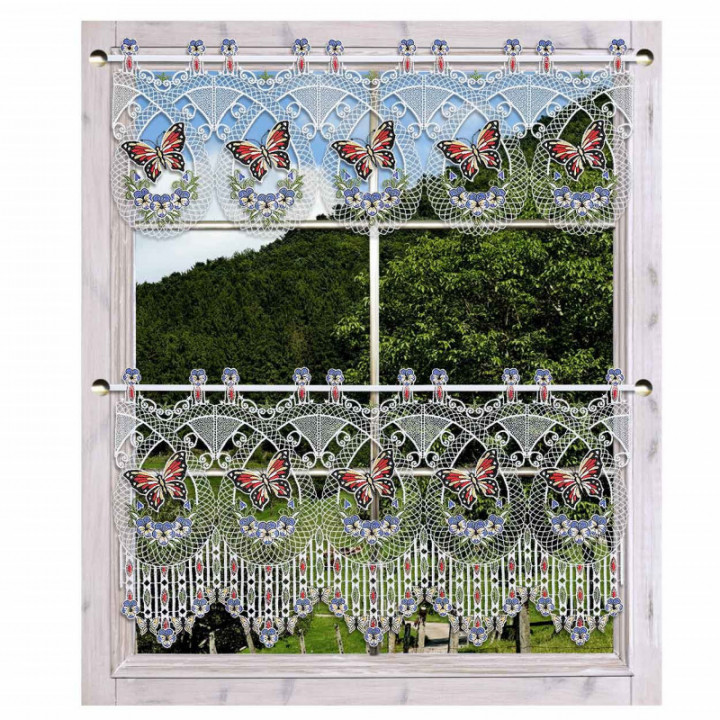 Schmetterling-Gardine Sabina rot-blau - vogtländische Spitze