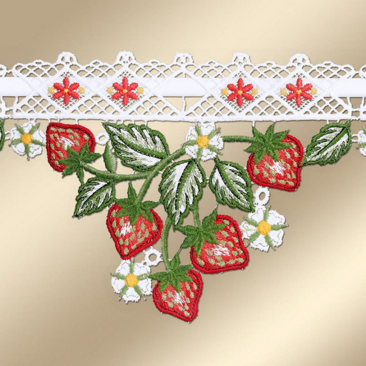 Feenhaus-Scheibenhänger Erdbeerglück aus Echter Plauener Spitze