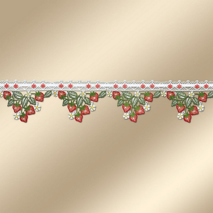 Feenhaus-Scheibenhänger Erdbeerglück aus Echter Plauener Spitze